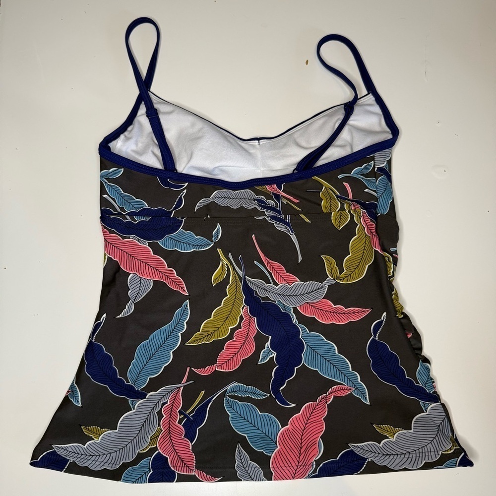 Boden Black Blue and Pink Leaf Patterned Camisole Tankini TOP ONLY Size US 4 GUC - Picture 4 of 6